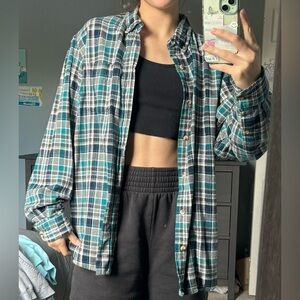 Blue checkered oversized flannel